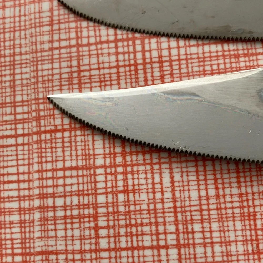 Set of 5 vintage MCM Stainless Steel Knives with Wood Wooden Handles